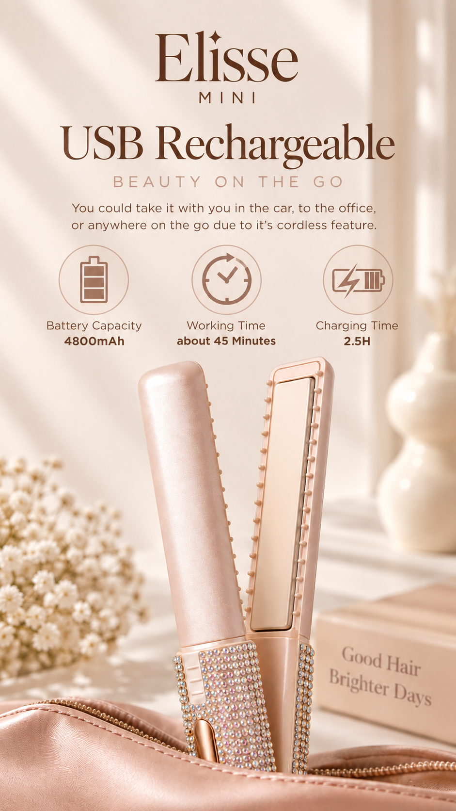 ✨ Ellisse Mini- Travel Hair Straightener & Iron